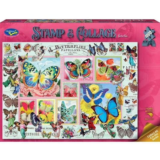 Puzzle - Holdson - Stamp & Collage - 1000pc Puzzle - Butterflies