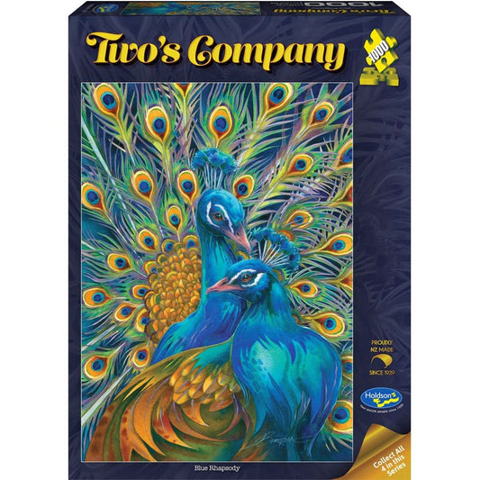 Puzzle - Holdson - Two's Company - 1000pc Puzzle - Blue Rhapsody Peacock