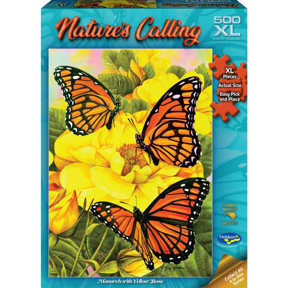 Puzzle - Holdson - Nature's Calling - 500XLpc Puzzle - Monarch Yellow Rose