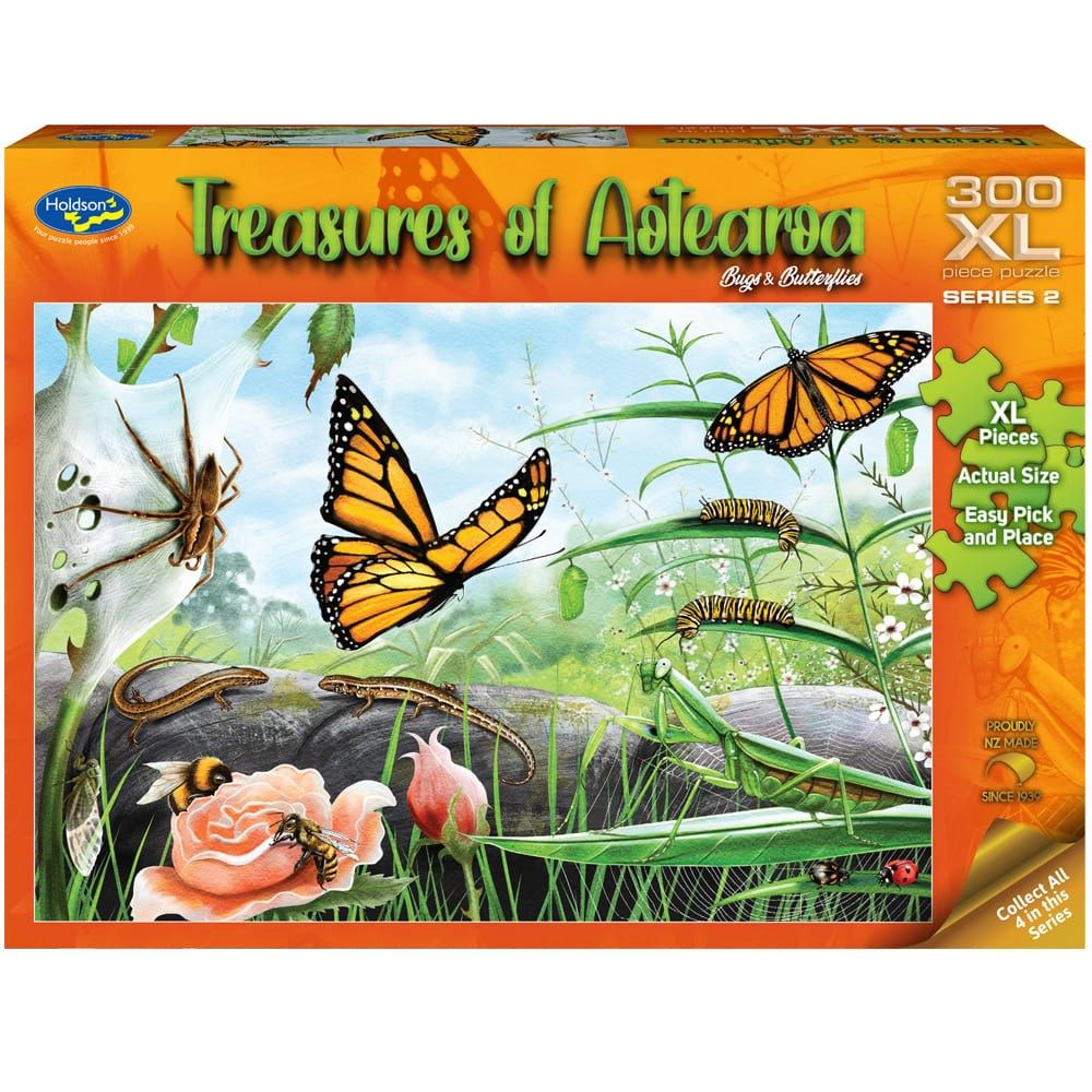 Puzzle - Holdson - Treasures of Aotearoa S2 - 300XLpc Puzzle - Bugs & Butterfly