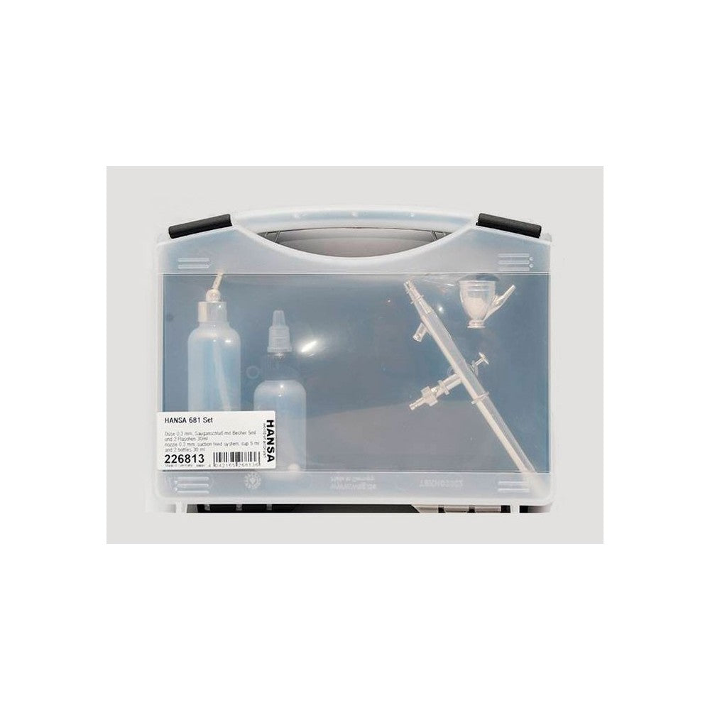 H&S Airbrushes - HANSA 681 Set nozzle set 0.3mm - cup 5ml - 2 bottles á 30ml - bottle adaptor