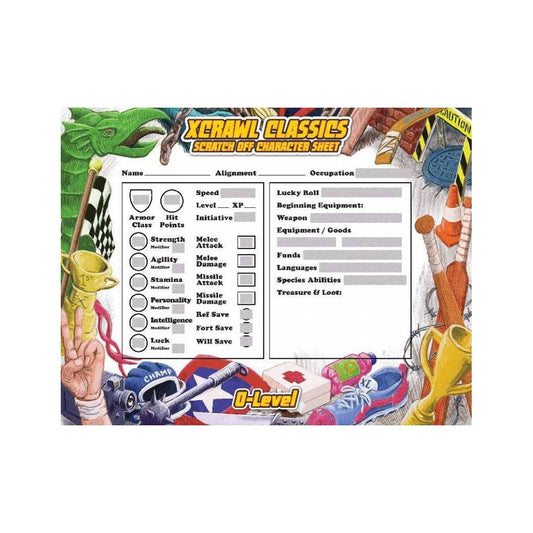 XCrawl - 0-Level Scratch-Off Character Sheets