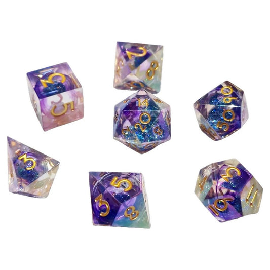Chronicle - Purple Blue Nebula Liquid Core Dice Set
