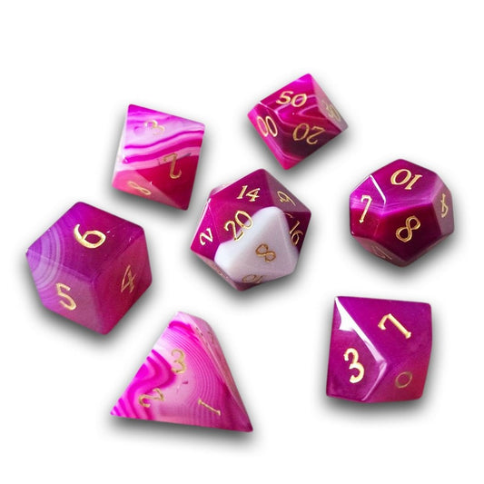 Chronicle - Pink Fluorite Gemstone Dice Set
