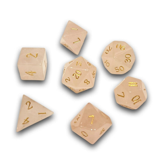 Chronicle - Rose Quartz Gemstone Dice Set
