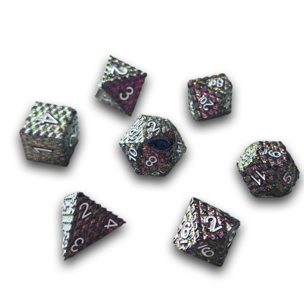 Chronicle - Purple Shifter Dragonscale Metal Dice Set