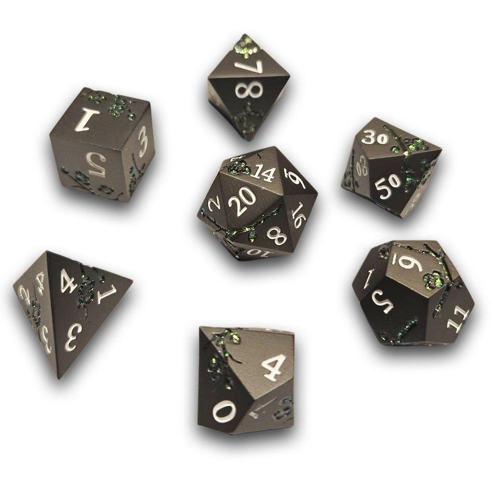 Chronicle - Black Green Sakura Metal Dice Set