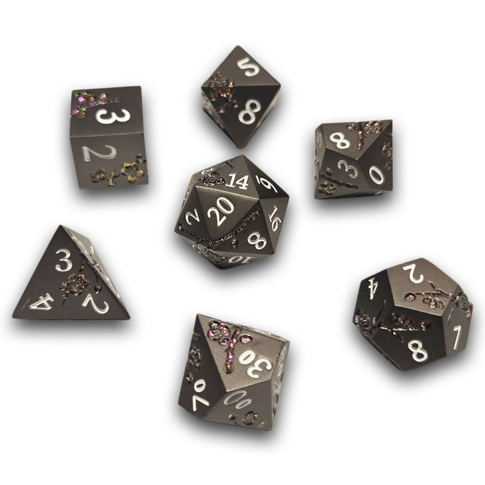 Chronicle - Black Purple Sakura Metal Dice Set