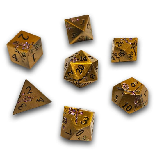 Chronicle - Brass Purple Sakura Metal Dice Set