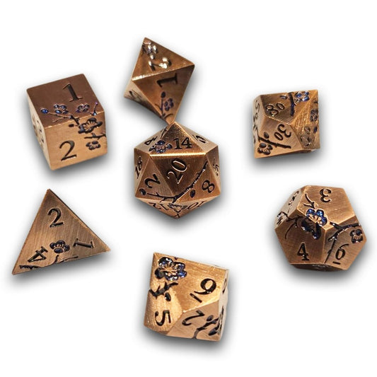 Chronicle - Copper Blue Sakura Metal Dice Set