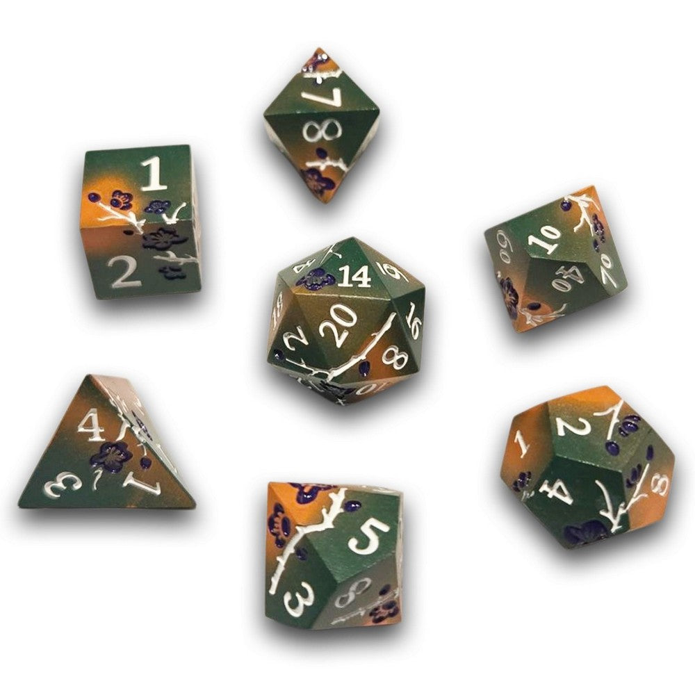 Chronicle - Green Orange Sakura Metal Dice Set