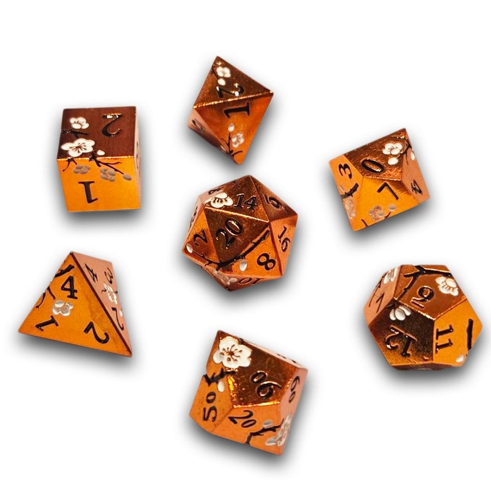 Chronicle - Orange White Sakura Metal Dice Set