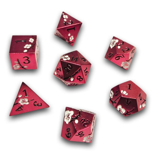Chronicle - Red White Sakura Metal Dice Set