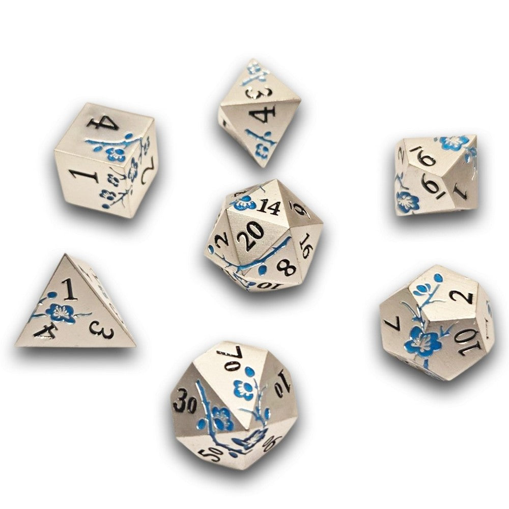 Chronicle - Silver Blue Sakura Metal Dice Set