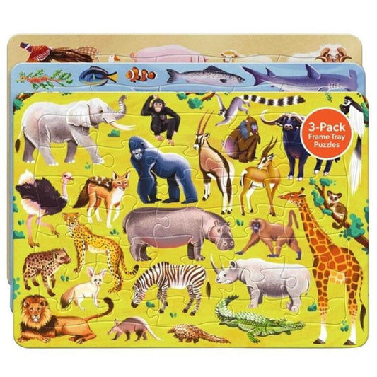 Frame Tray Jigsaw Puzzle 3 Pack - Animals