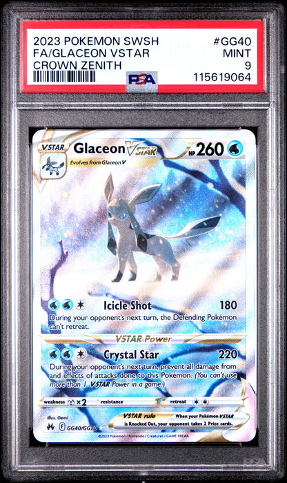 2023 Pokemon Sword And Shield Crown Zenith Gg40 Glaceon Vstar - PSA 9