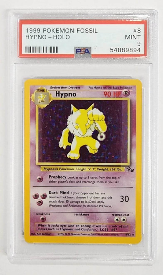 1999 Pokemon Fossil Hypno 8/62 - Holo - PSA9