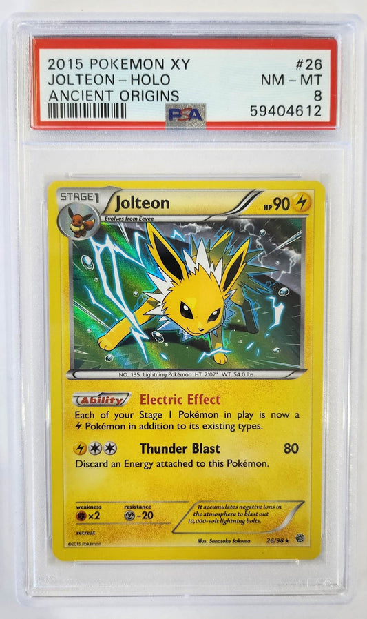 2015 Pokemon XY Ancient Origins Jolteon - Holo - 26/98 - PSA8