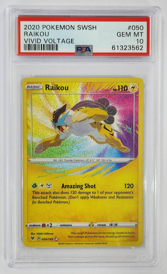 Pokemon SWSH Vivid Voltage Raikou 050/185 - Amazing Rare - PSA10