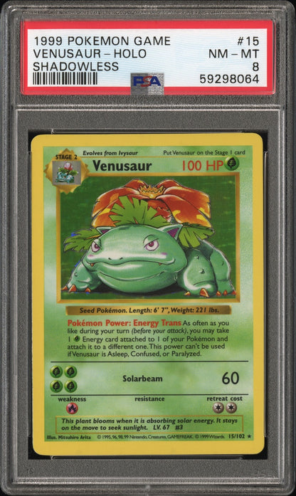 1999 Pokemon Game 15 Venusaur-Holo Shadowless - PSA 8