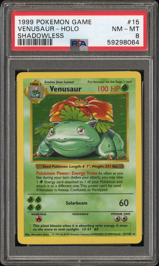 1999 Pokemon Game 15 Venusaur-Holo Shadowless - PSA 8