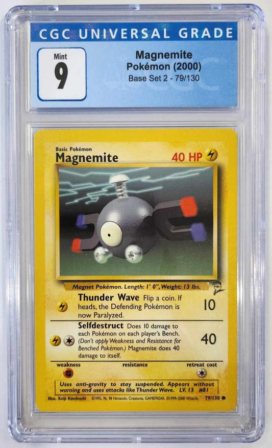 2000 Pokemon - Magnemite 79/130 - Base Set 2 - CGC 9