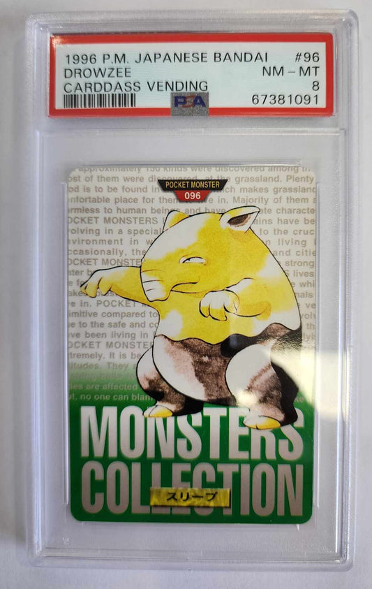 1996 Pokemon JPN Bandai Carddass Vending - Drowzee #96 - PSA8