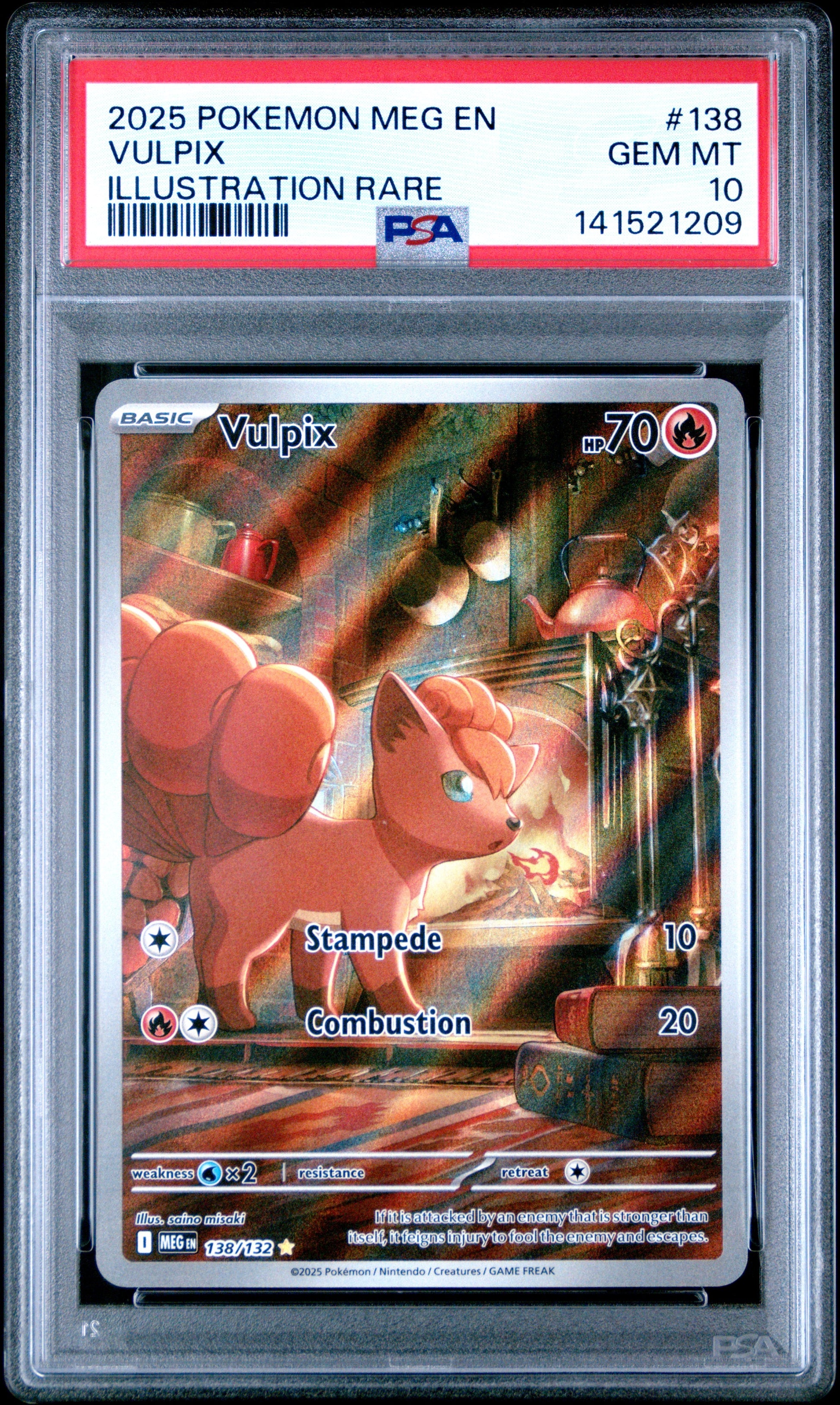 2025 Pokemon Meg En-Mega Evolution 138 Vulpix Illustration Rare - PSA 10