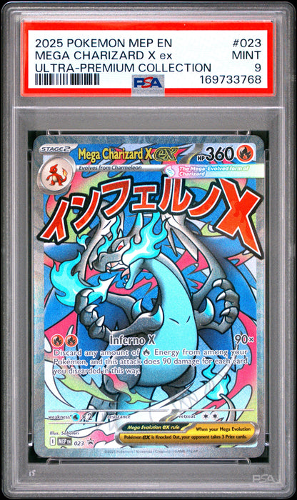 2025 Pokemon Mep En-Me Black Star Promo 023 Mega Charizard X Ex Ultra-Premium Collection - PSA 9