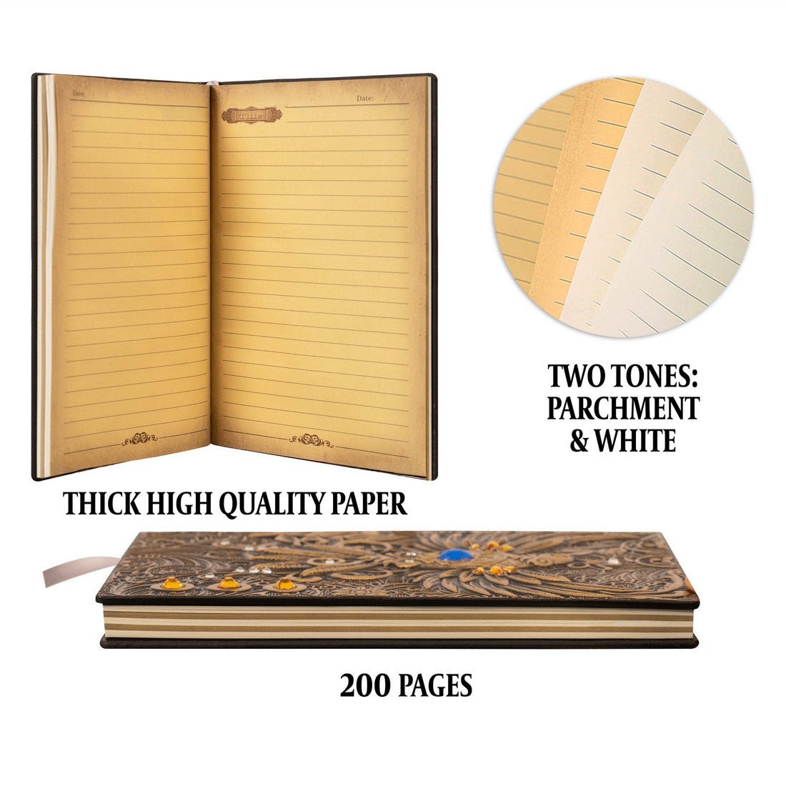 3D Faux-Leather Notebook / Journal - Gold Phoenix