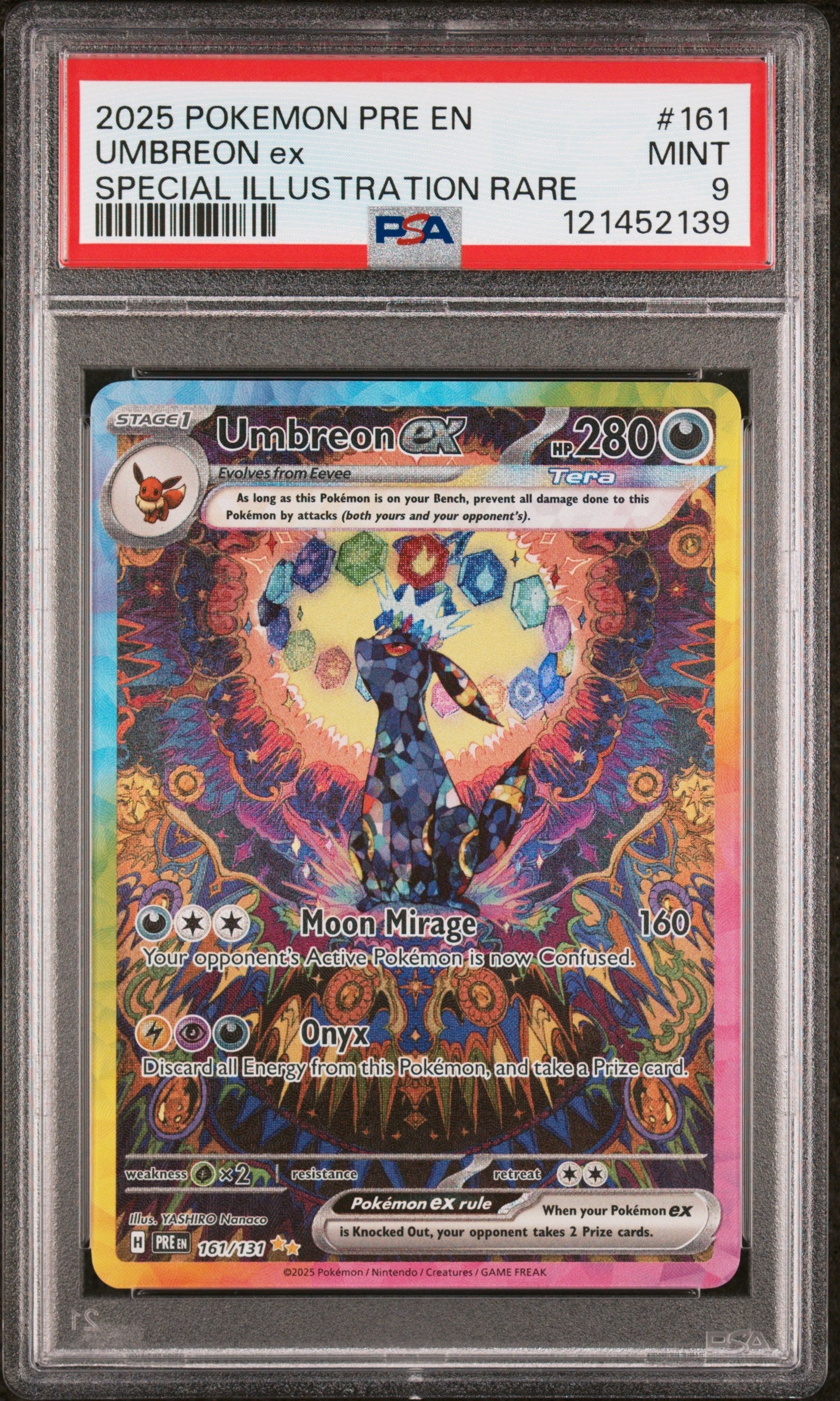 2025 Pokemon Pre En-Prismatic Evolutions 161 Umbreon Ex Special Illustration Rare - PSA 9