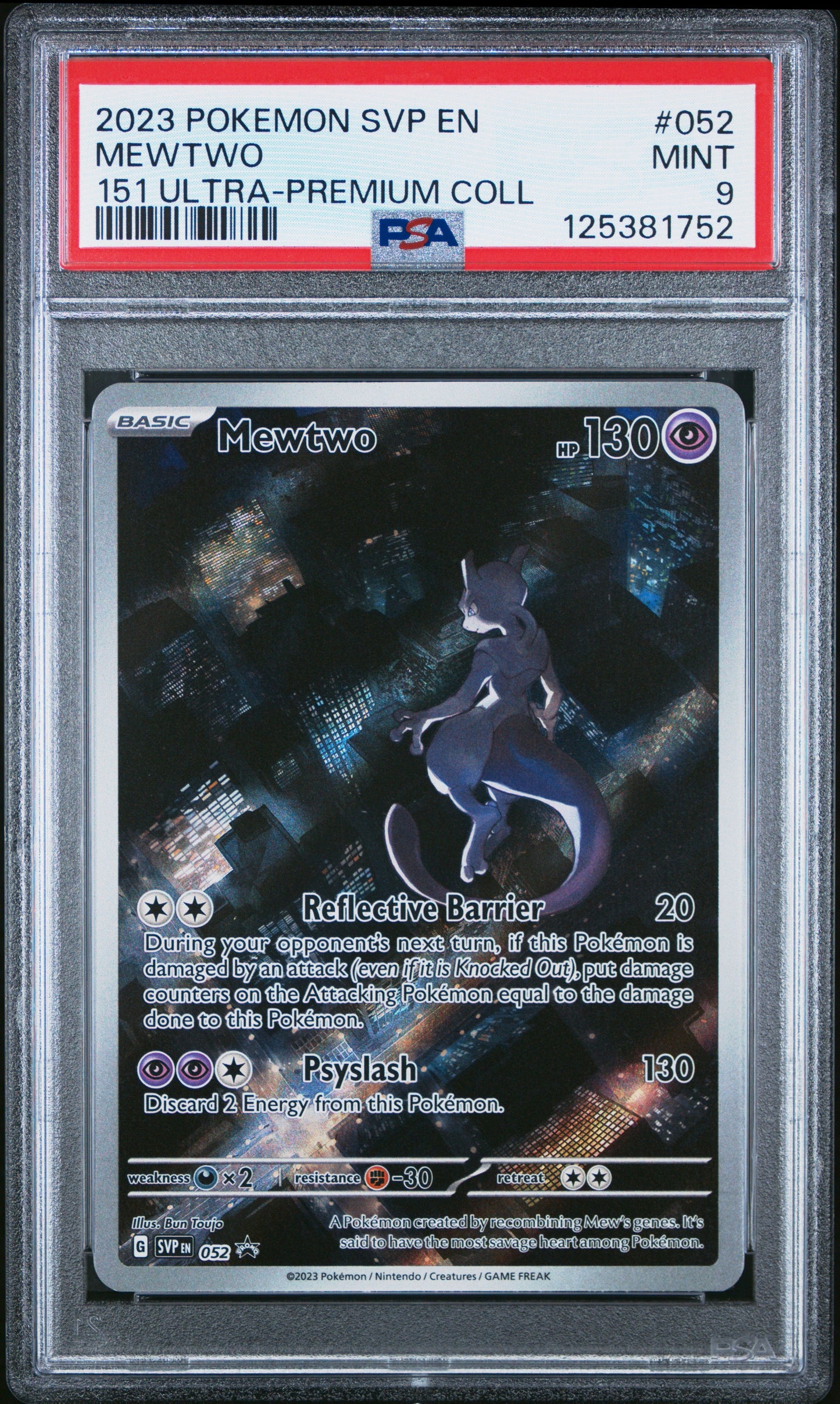 2023 Pokemon Svp En-Sv Black Star Promo 052 Mewtwo 151 Ultra-Premium Coll - PSA 9