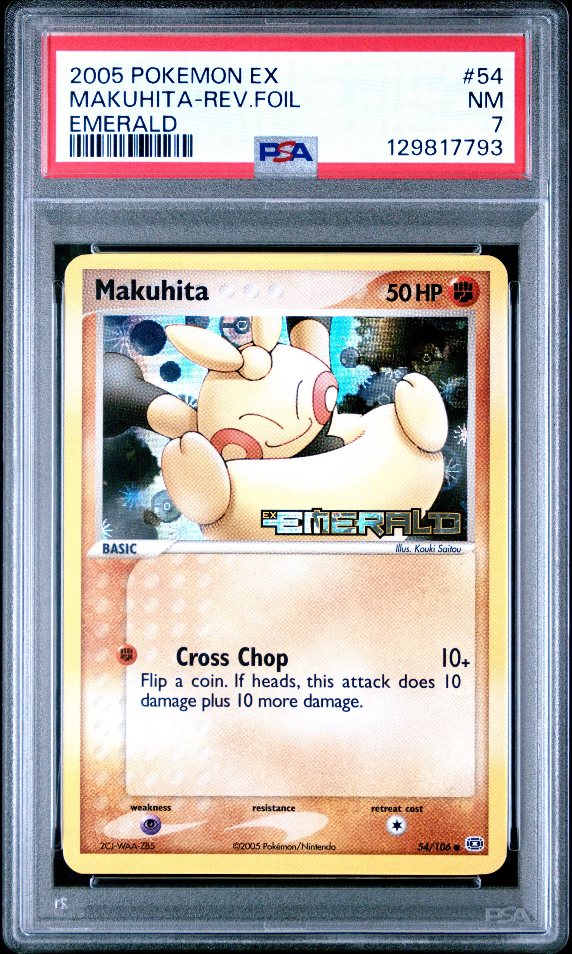 2005 Pokemon Ex Emerald 54 Makuhita-Rev.Foil Emerald - PSA 7