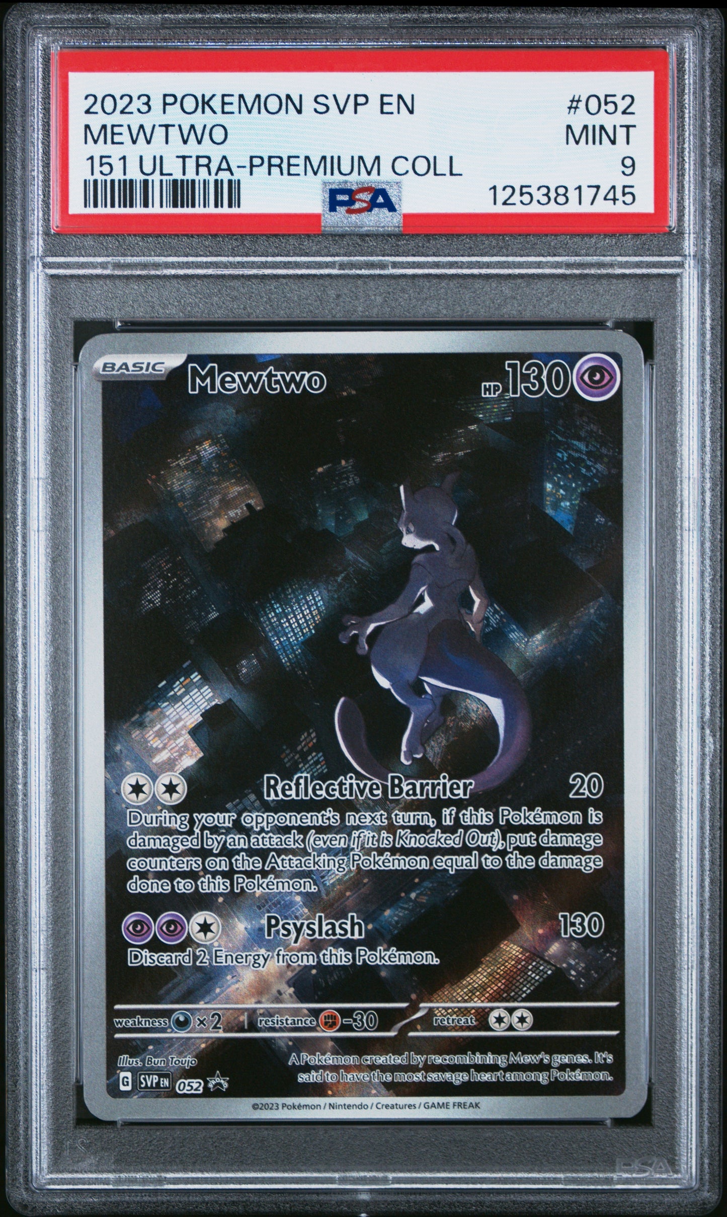 2023 Pokemon Svp En-Sv Black Star Promo 052 Mewtwo 151 Ultra-Premium Coll - PSA 9