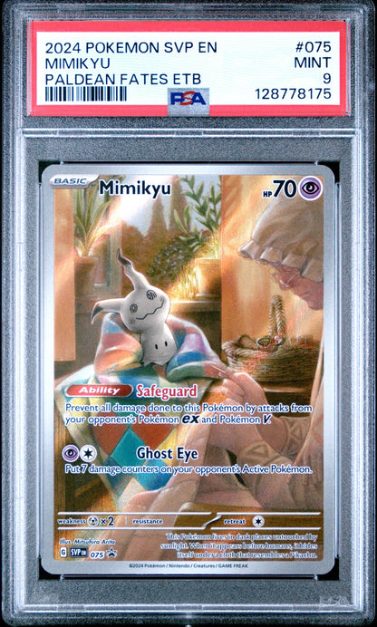 2024 Pokemon Svp En-Sv Black Star Promo 075 Mimikyu Paldean Fates Etb - PSA 9