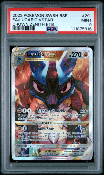 2023 Pokemon Swsh Black Star Promo 291 Lucario Crown Zenith Etb - PSA 9