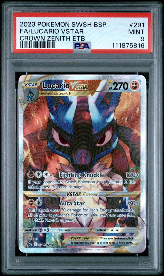 2023 Pokemon Swsh Black Star Promo 291 Lucario Crown Zenith Etb - PSA 9