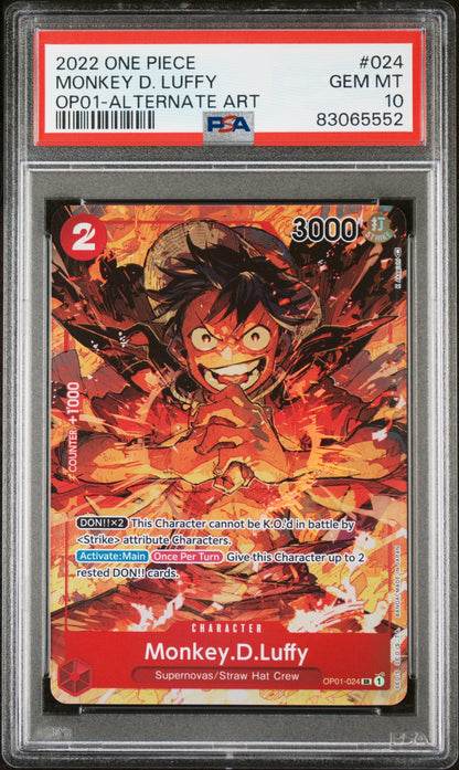 2022 One Piece Op01-Romance Dawn 024 Monkey D. Luffy Alternate Art - PSA 10