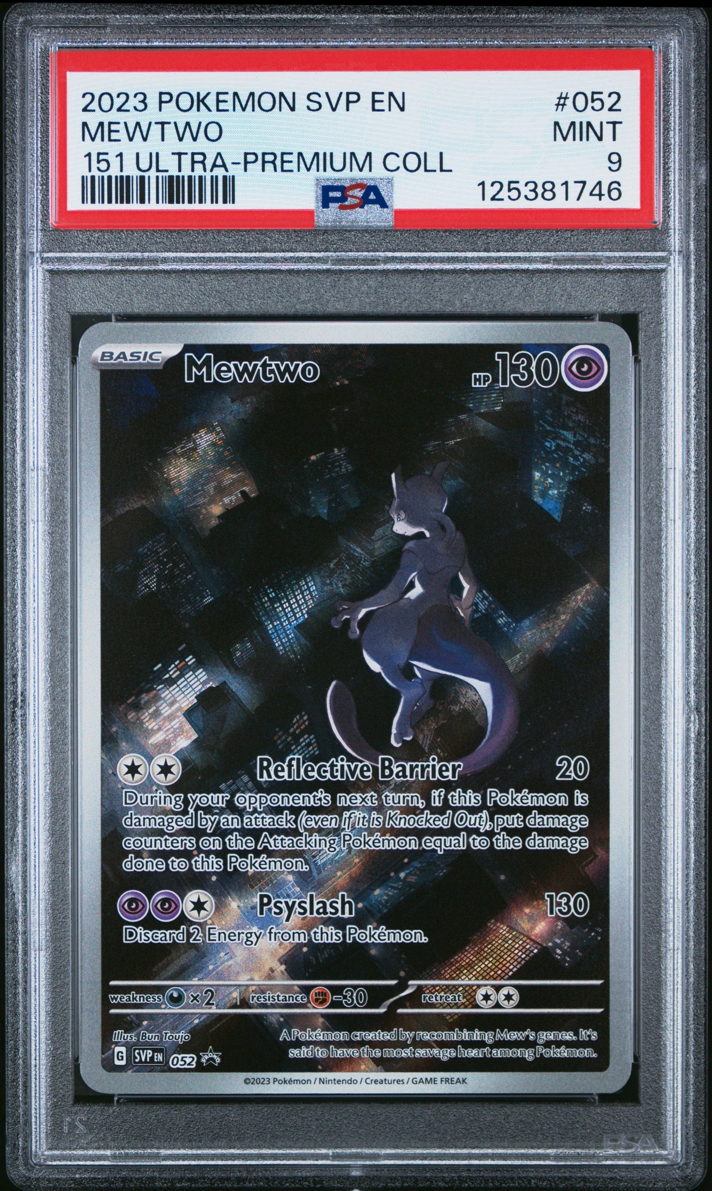 2023 Pokemon Svp En-Sv Black Star Promo 052 Mewtwo 151 Ultra-Premium Coll - PSA 9