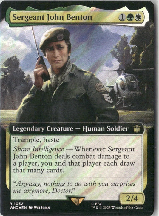 Scan Image | Sergeant John Benton (Extended Art) (Surge Foil) - Universes Beyond: Doctor Who | [80C8025C]