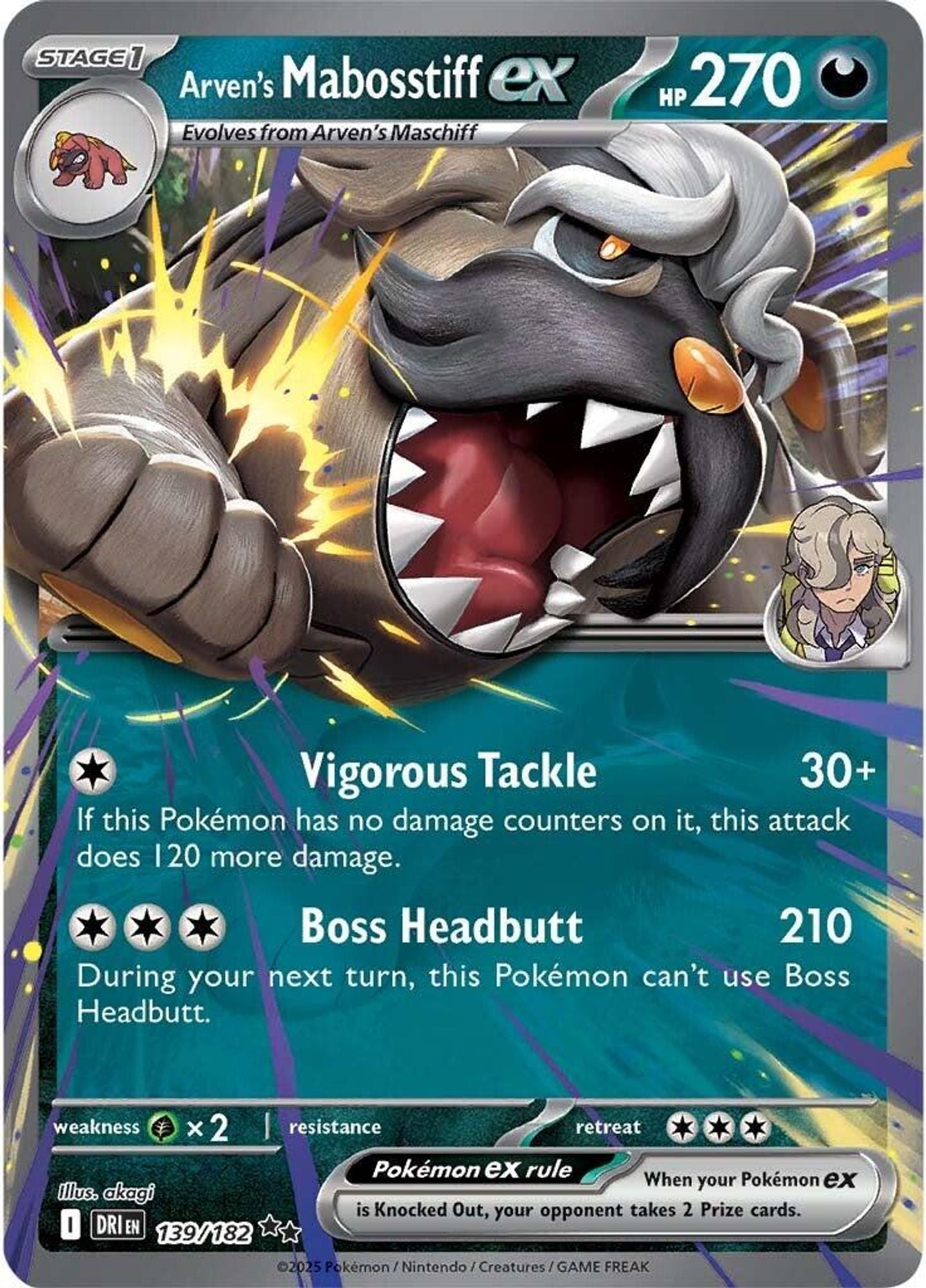 Arven's Mabosstiff ex - 139/182 - SV10: Destined Rivals