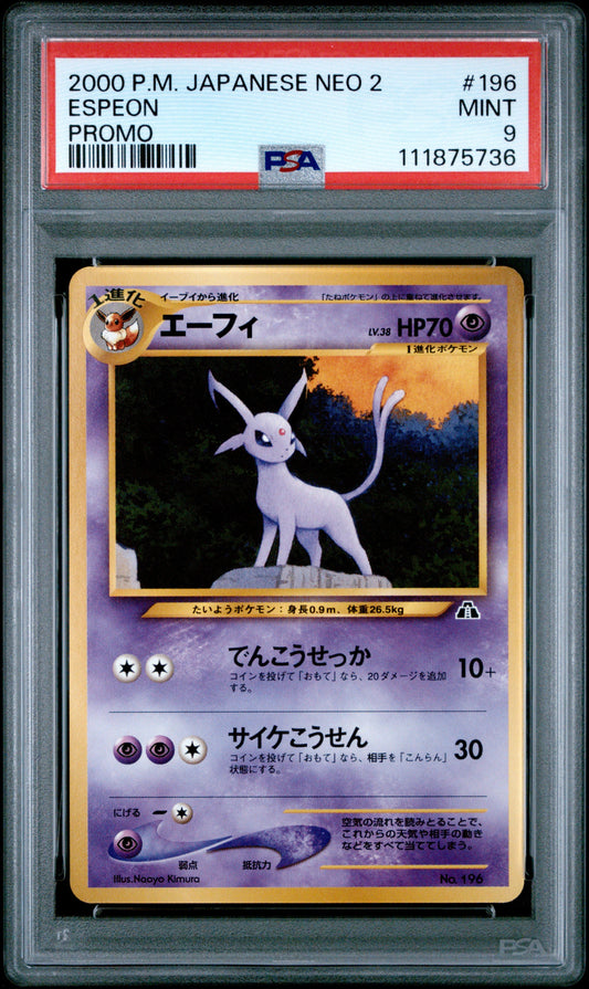 2000 Pokemon Japanese Neo 2 Promo 196 Espeon - PSA 9