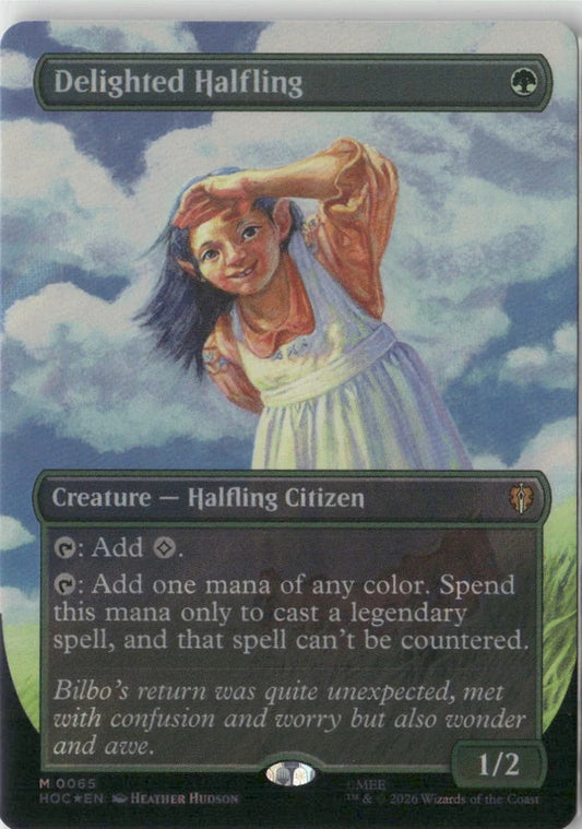 Scan Image | Delighted Halfling (Borderless) (Surge Foil) - The Hobbit: Eternal-Legal | [512143DA]