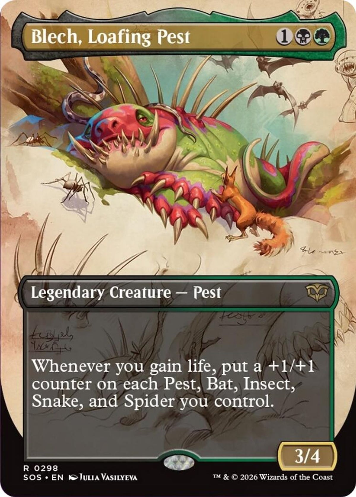 Blech, Loafing Pest (Borderless) - Secrets of Strixhaven