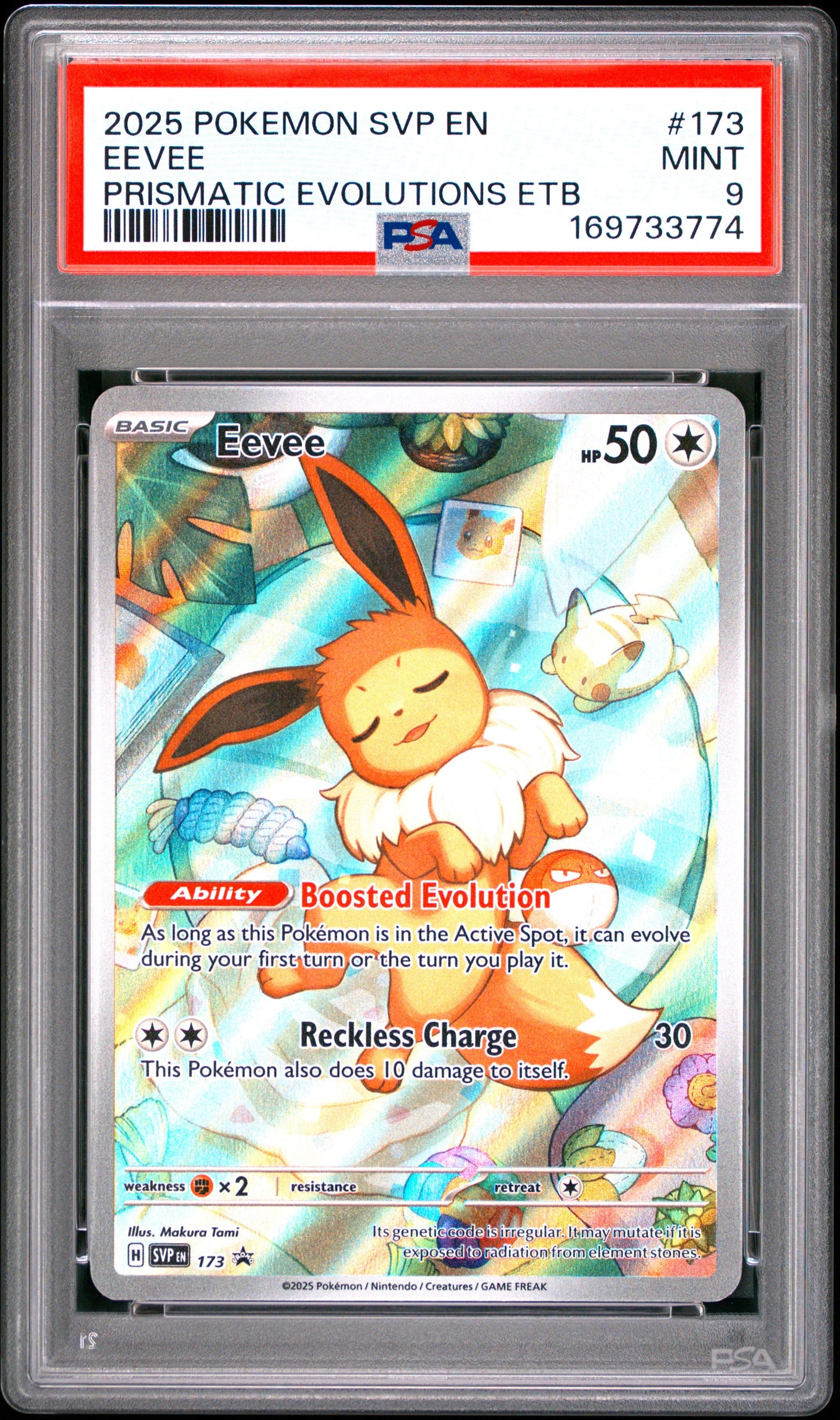 2025 Pokemon Svp En-Sv Black Star Promo 173 Eevee Prismatic Evolutions Etb - PSA 9
