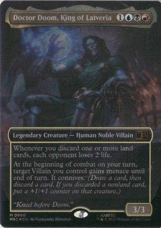 Scan Image | Doctor Doom, King of Latveria (Borderless) (Surge Foil) - Commander: Marvel Super Heroes | [09343F3E]
