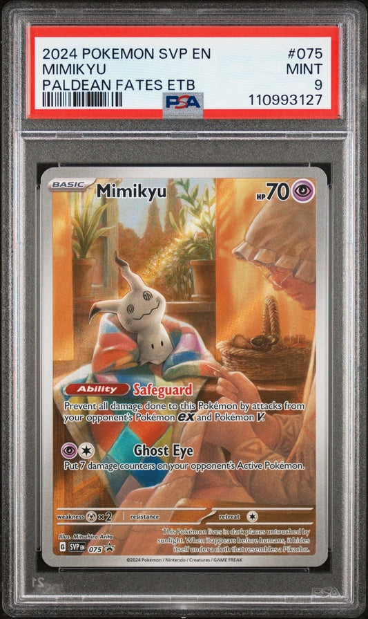 2024 Pokemon Svp En-Sv Black Star Promo 075 Mimikyu Paldean Fates Etb - PSA 9