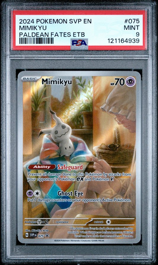 2024 Pokemon Svp En-Sv Black Star Promo 075 Mimikyu Paldean Fates Etb - PSA 9