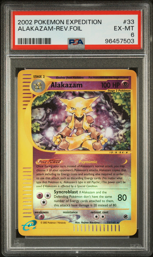 2002 Pokemon Expedition 33 Alakazam Reverse Holo Foil