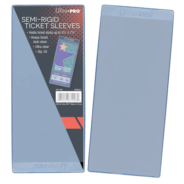 Ultra Pro: Semi Rigid 3-1/2" X 7-1/4" Ticket Sleeves - 50ct